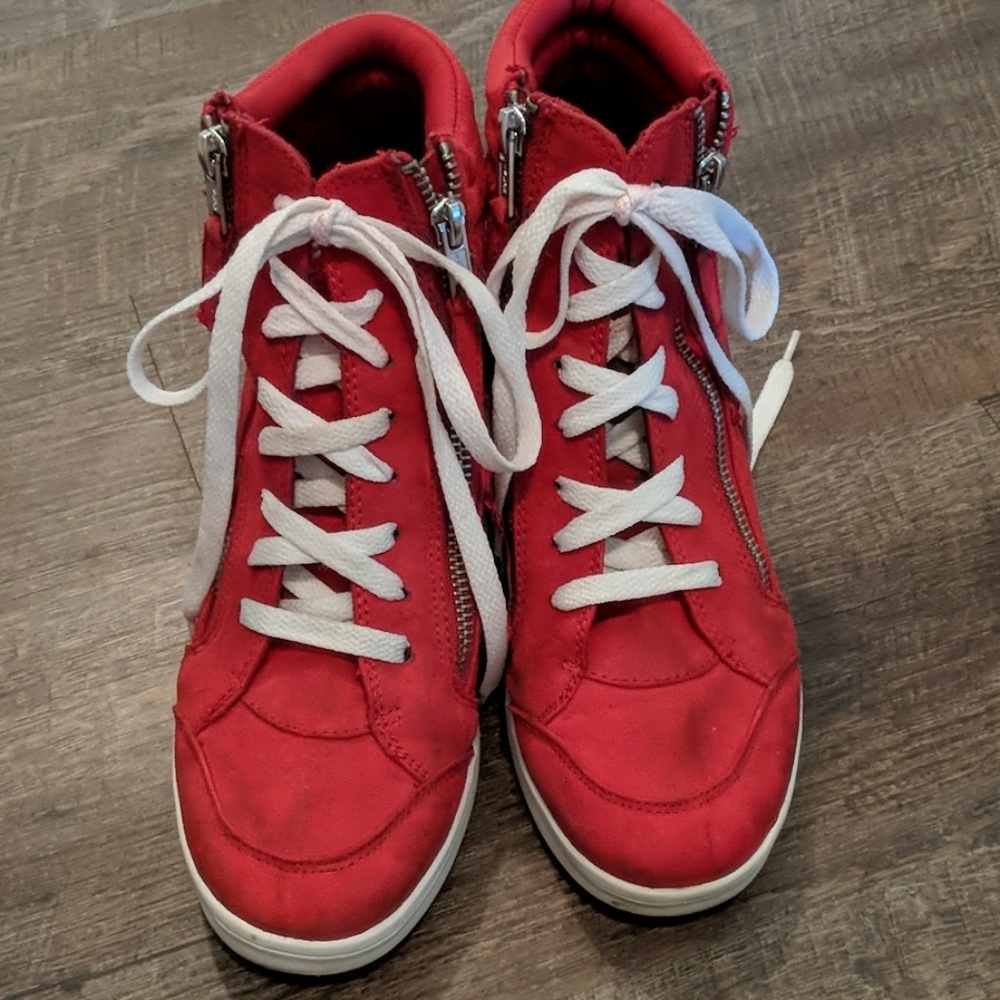 Red high heel sneaker